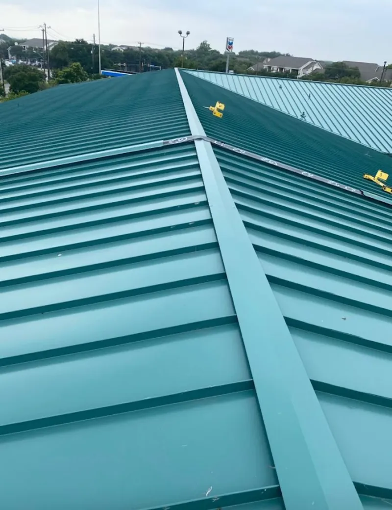 Green commercial metal roof ridge and valley for Metal Roof Repair in Southside
